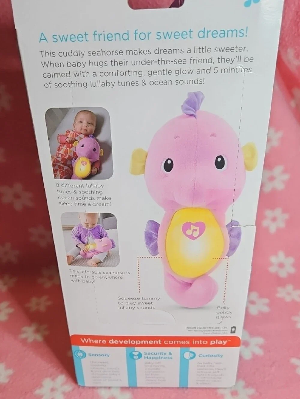 Fisher-Price Pink & Yellow Soothe & Glow Seahorse Plush Soother